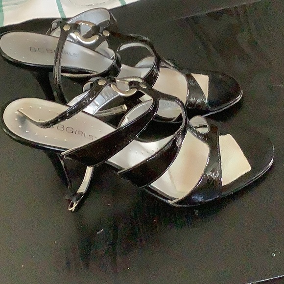 BCBGirls “Bionda” black leather stiletto heels - Picture 2 of 2